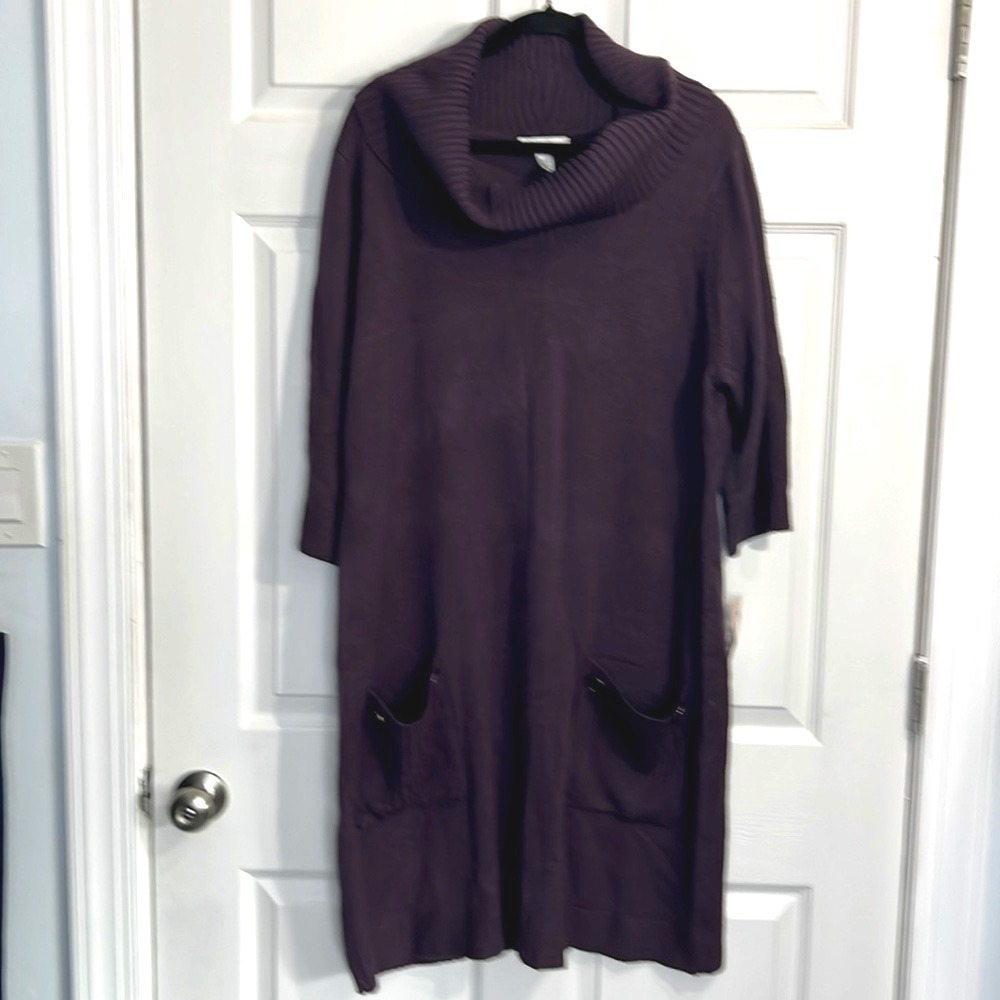 NWT-DressBarn Women's Cowl Neck Sweater Dress - Size 18/20 - Purple